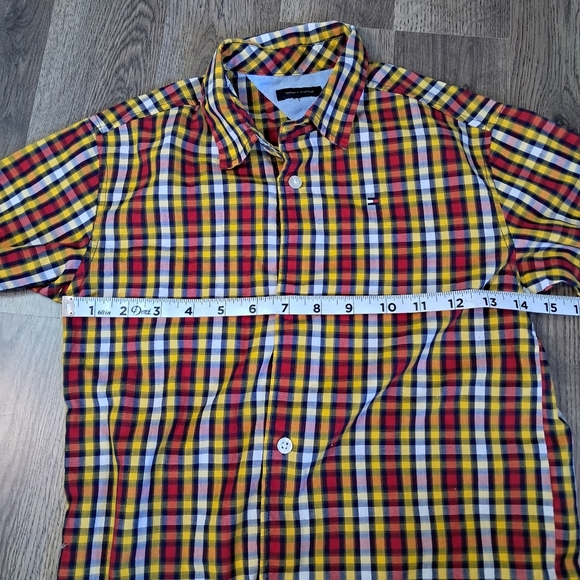 Tommy Hilfiger Toddler Boy Button Dress Shirt Size 4T Yellow And Red - Picture 6 of 7